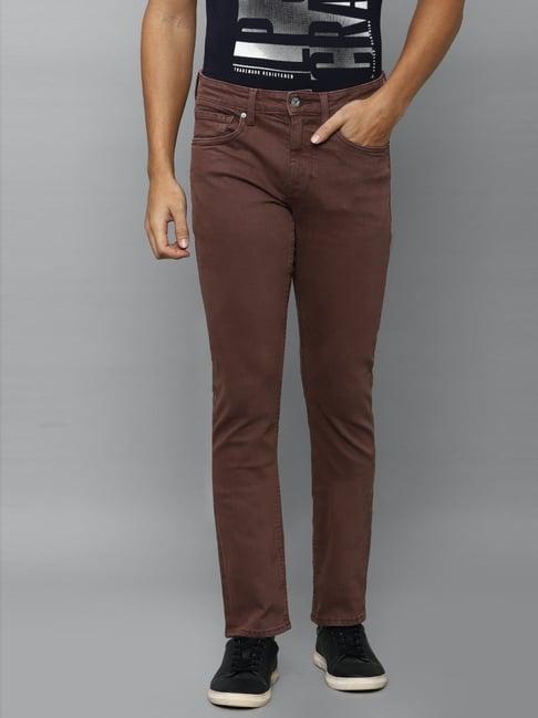 louis philippe jeans maroon slim fit jeans