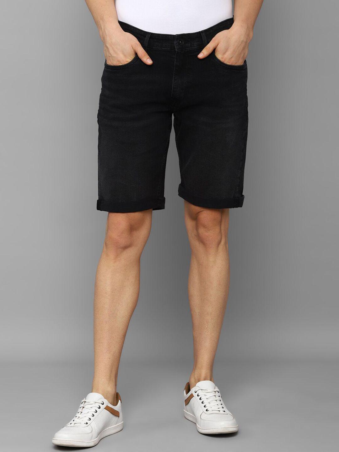 louis philippe jeans men black slim fit denim shorts