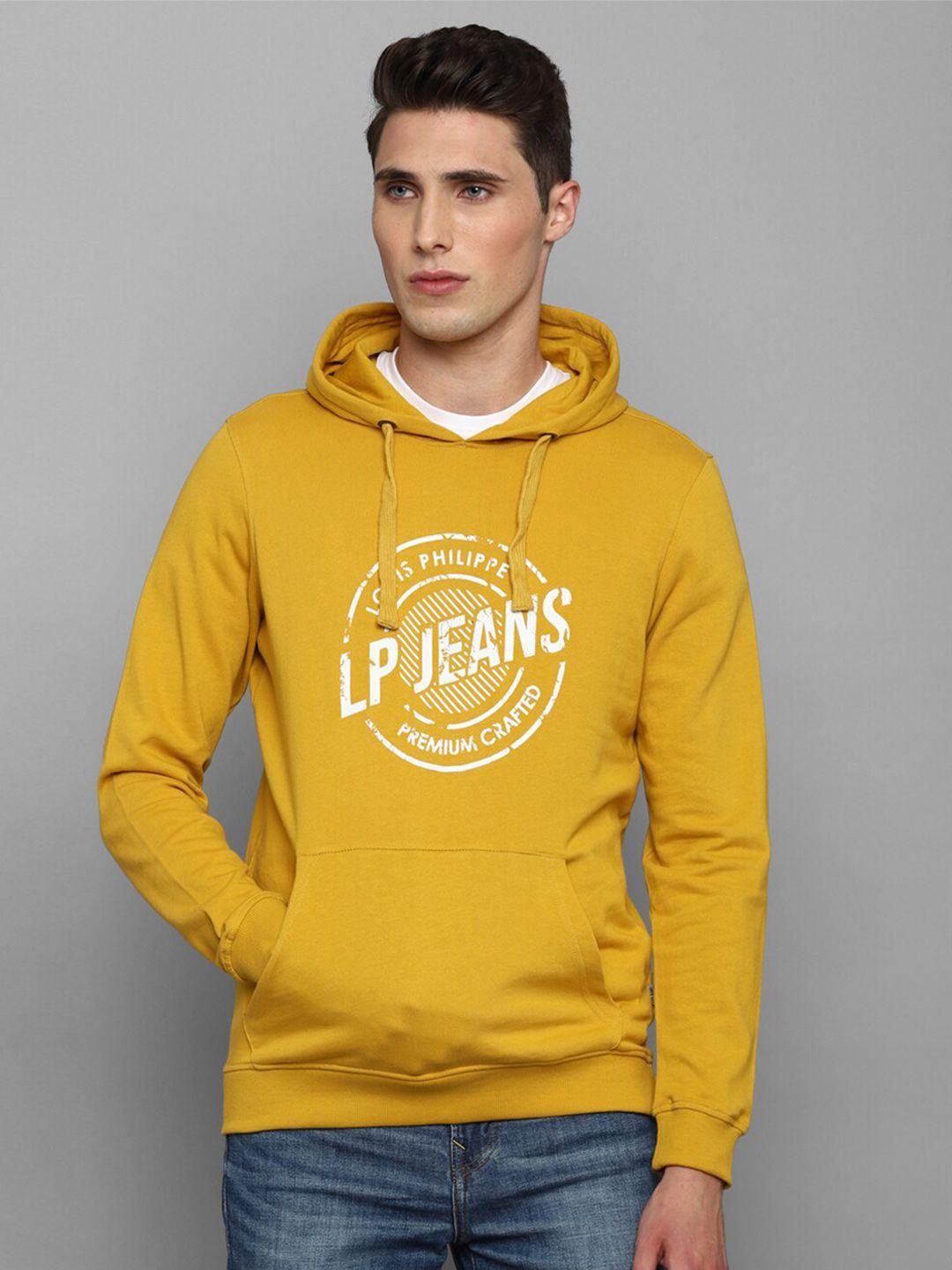 louis philippe jeans men printed long sleeves hooded sweatshirt