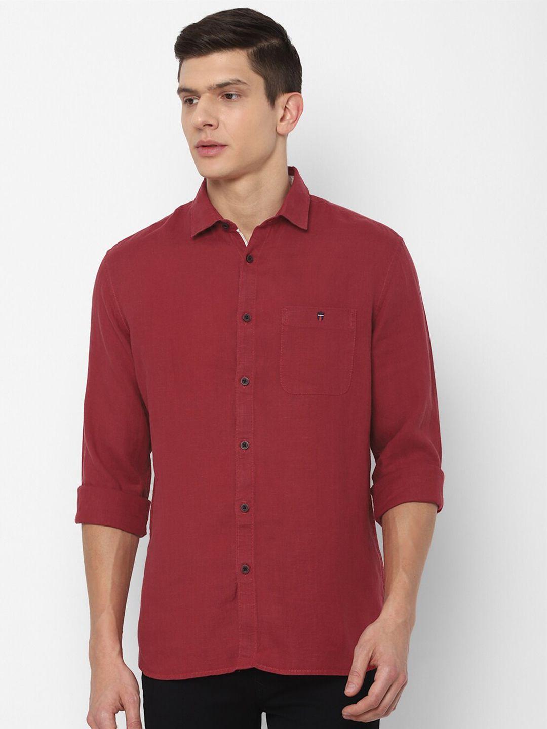 louis philippe jeans men red cotton slim fit casual shirt