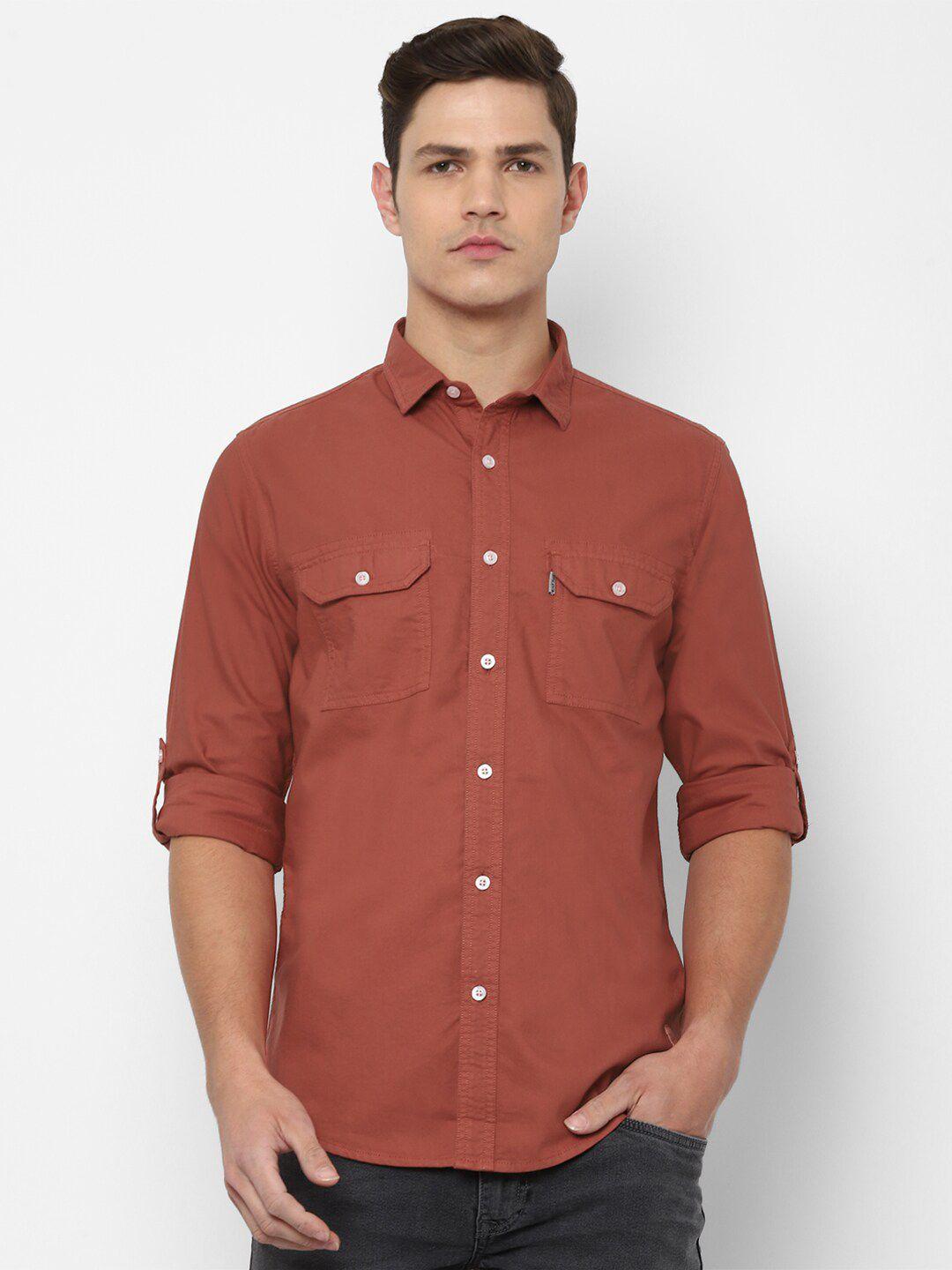 louis philippe jeans men red slim fit casual shirt