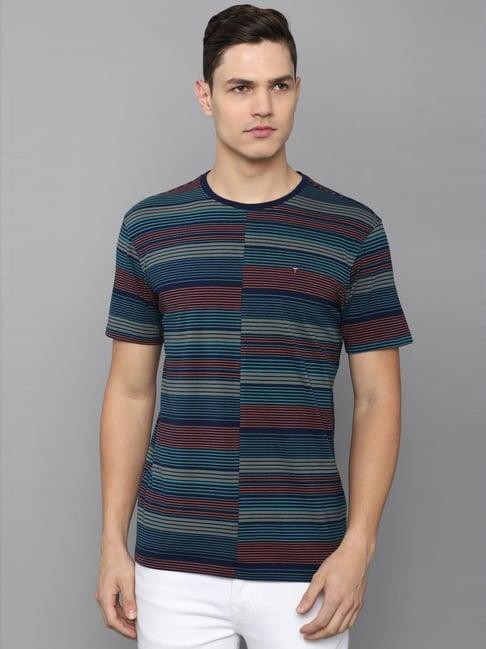 louis philippe jeans multi cotton slim fit striped t-shirt