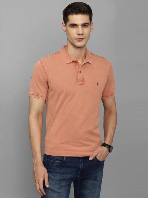 louis philippe jeans peach cotton slim fit polo t-shirt