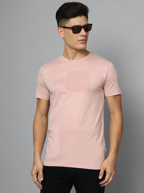 louis philippe jeans pink cotton slim fit printed t-shirt