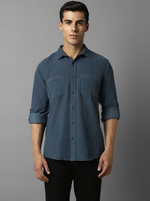 louis philippe jeans powder blue cotton slim fit shirt