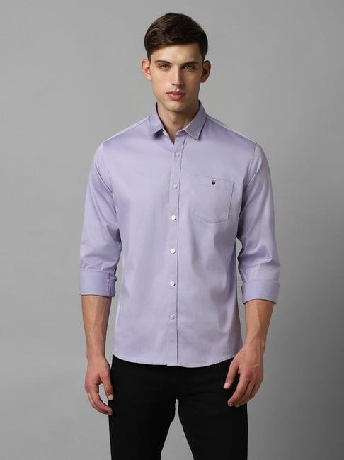 louis philippe jeans purple cotton slim fit shirt