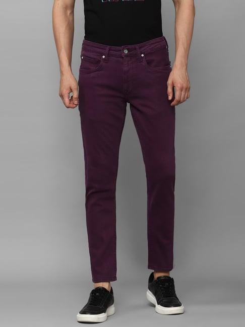 louis philippe jeans purple regular fit jeans