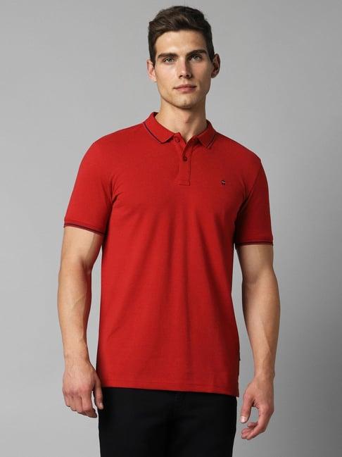 louis philippe jeans red cotton slim fit polo t-shirt