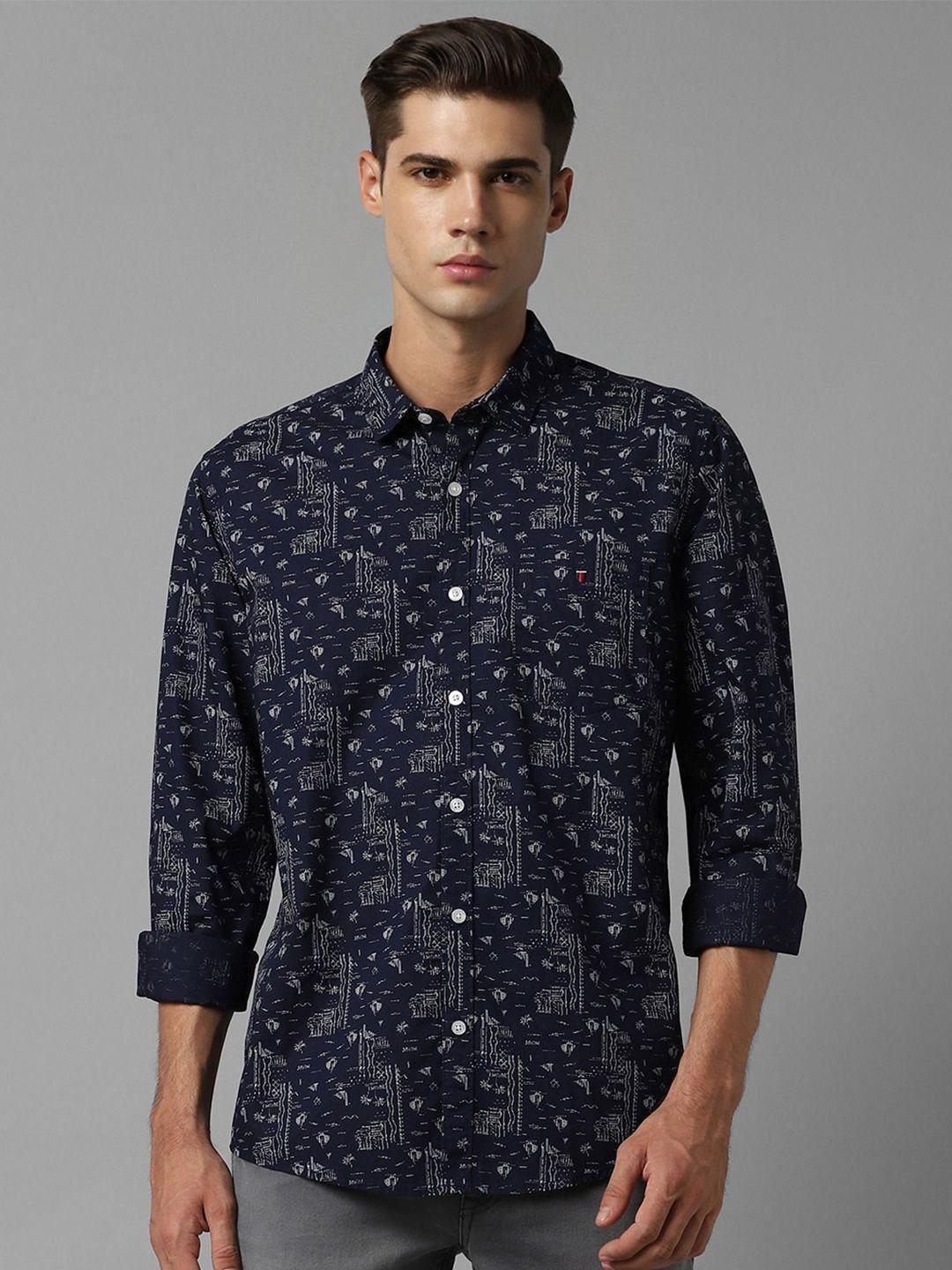 louis philippe jeans slim fit floral printed pure cotton casual shirt