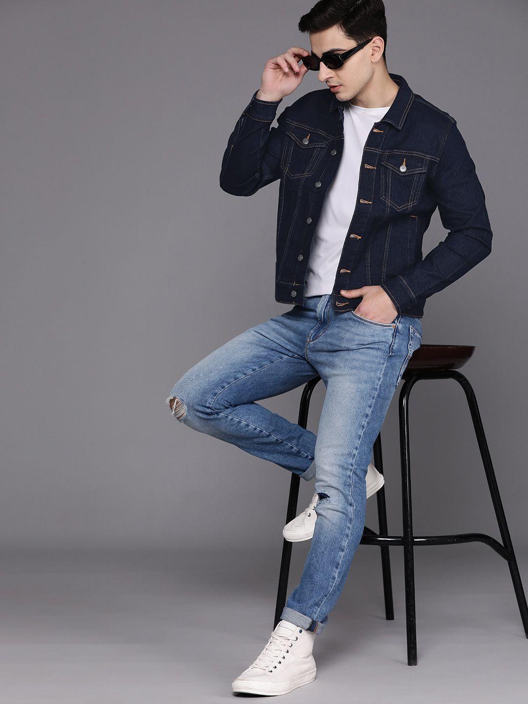 louis philippe jeans solid denim jacket
