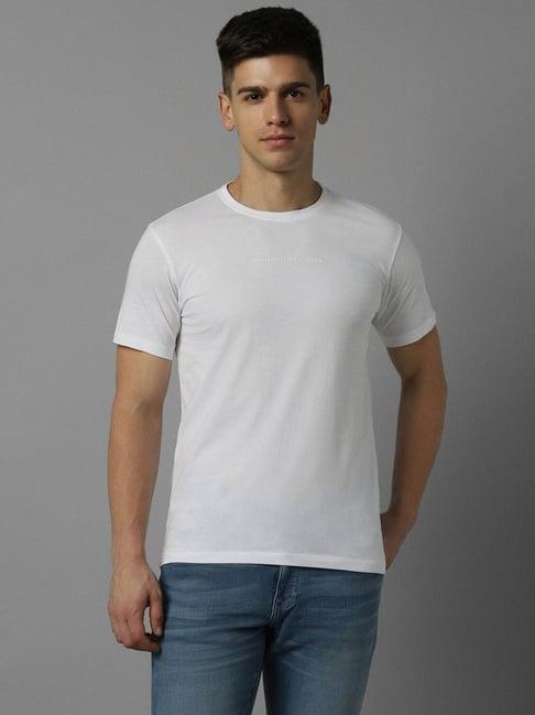 louis philippe jeans white cotton slim fit t-shirt