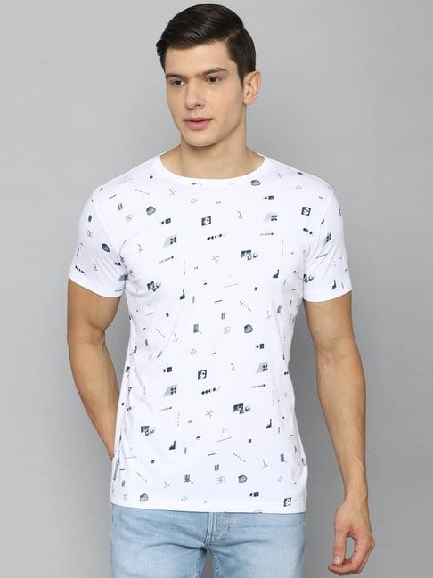 louis philippe jeans white slim fit printed t-shirt