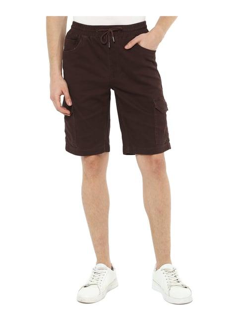 louis philippe jeans wine slim fit shorts