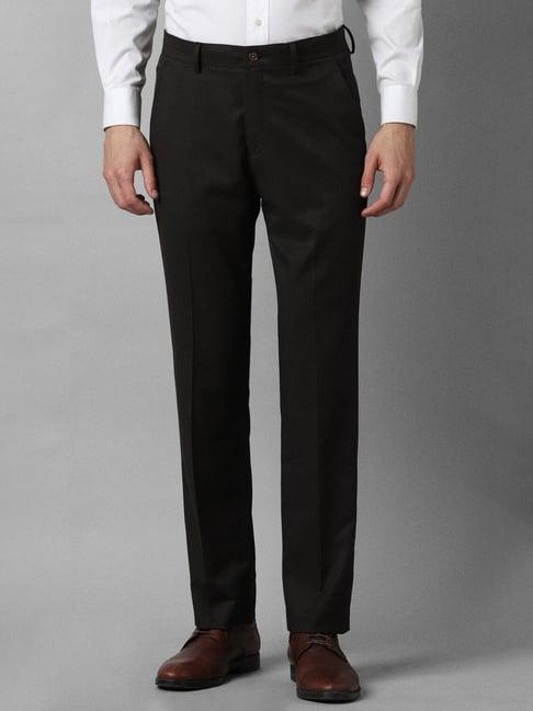 louis philippe jet black regular fit trousers