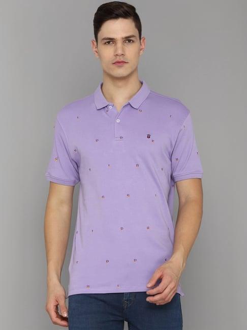 louis philippe lavender cotton slim fit printed t-shirt