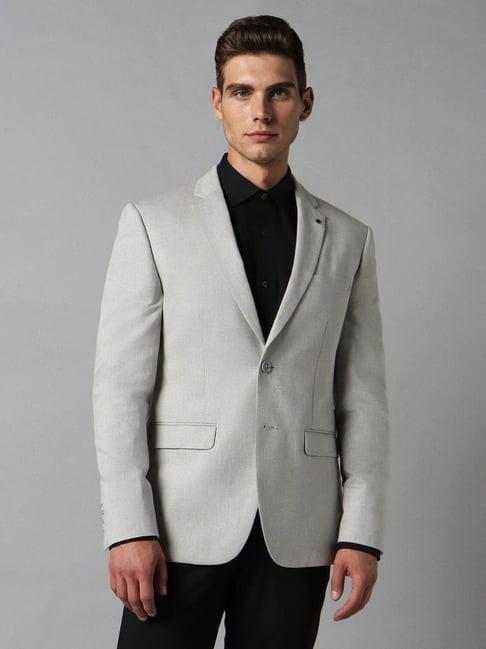 louis philippe light grey slim fit texture blazer
