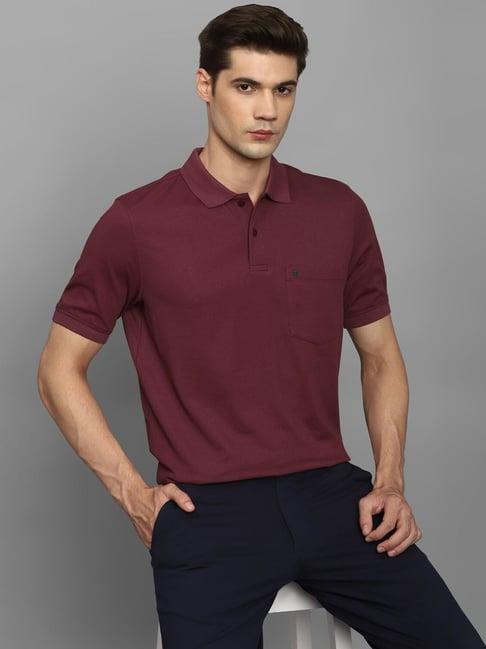 louis philippe maroon cotton regular fit polo t-shirt