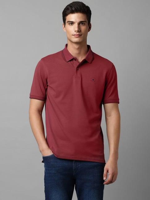 louis philippe maroon cotton regular fit polo t-shirt