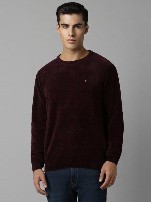 louis philippe maroon cotton regular fit sweater