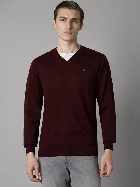 louis philippe maroon cotton regular fit sweater