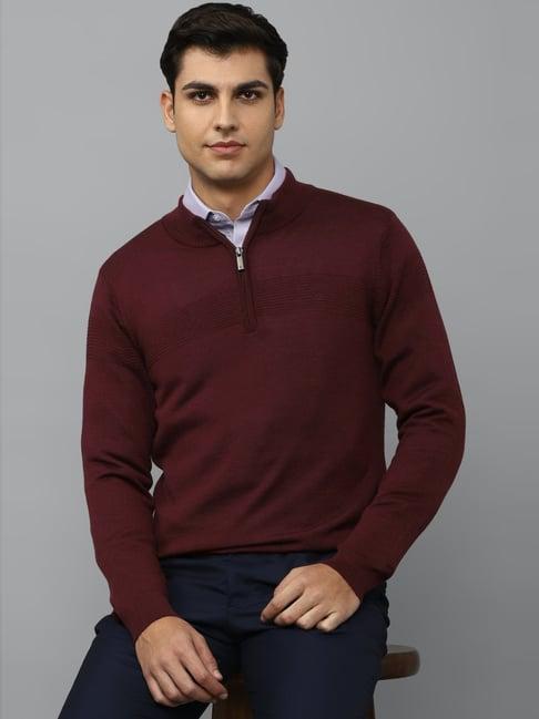 louis philippe maroon cotton regular fit sweater