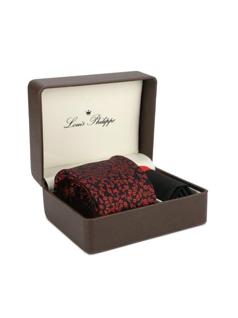 louis philippe maroon printed tie & pocket square - pack of 2