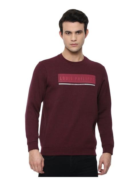 louis philippe maroon regular fit logo printed sweatshirt