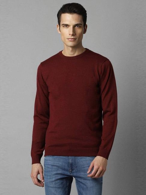 louis philippe maroon regular fit sweater