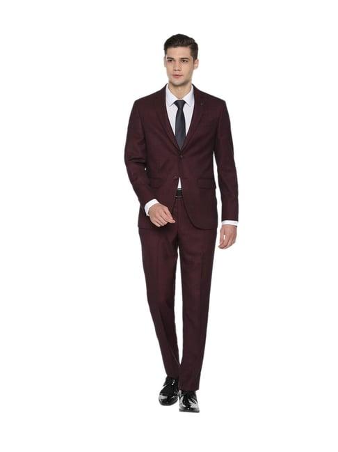 louis philippe maroon slim fit two piece suit