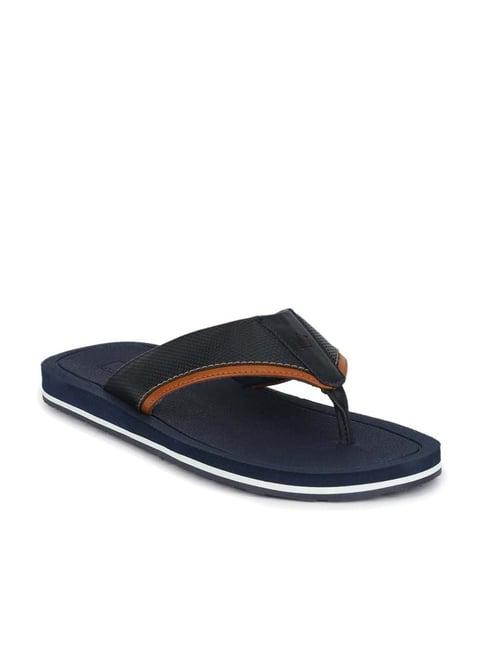 louis philippe men's black & navy flip flops