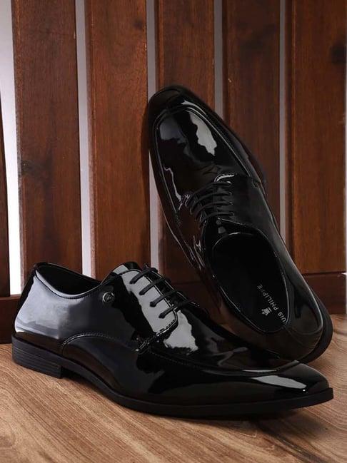 louis philippe men's black derby shoes