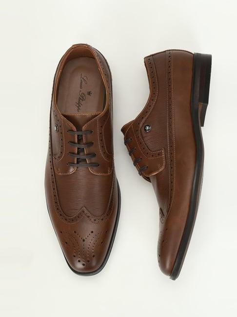 louis philippe men's brown brogue shoes