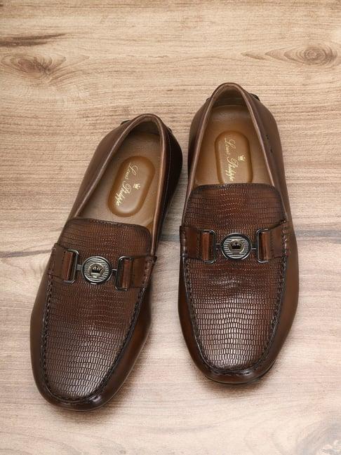 louis philippe men's brown casual loafers