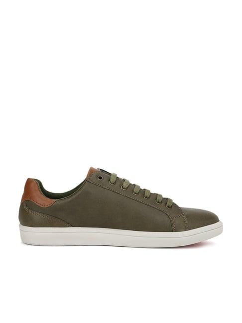 louis philippe men's olive casual sneakers