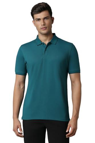 louis philippe men's solid regular fit t-shirt (lpkpmrgbk39722_teal