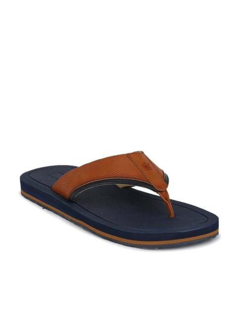 louis philippe men's tan & navy flip flops