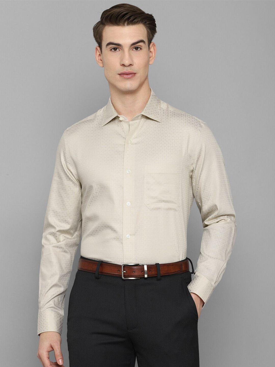 louis philippe men beige formal shirt