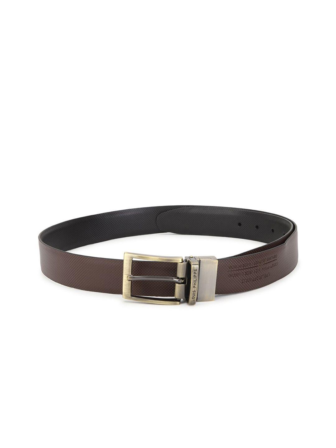 louis philippe men black & brown textured reversible leather belt