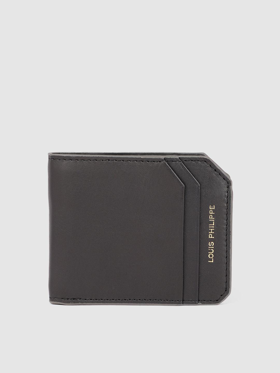 louis philippe men black leather two fold wallet