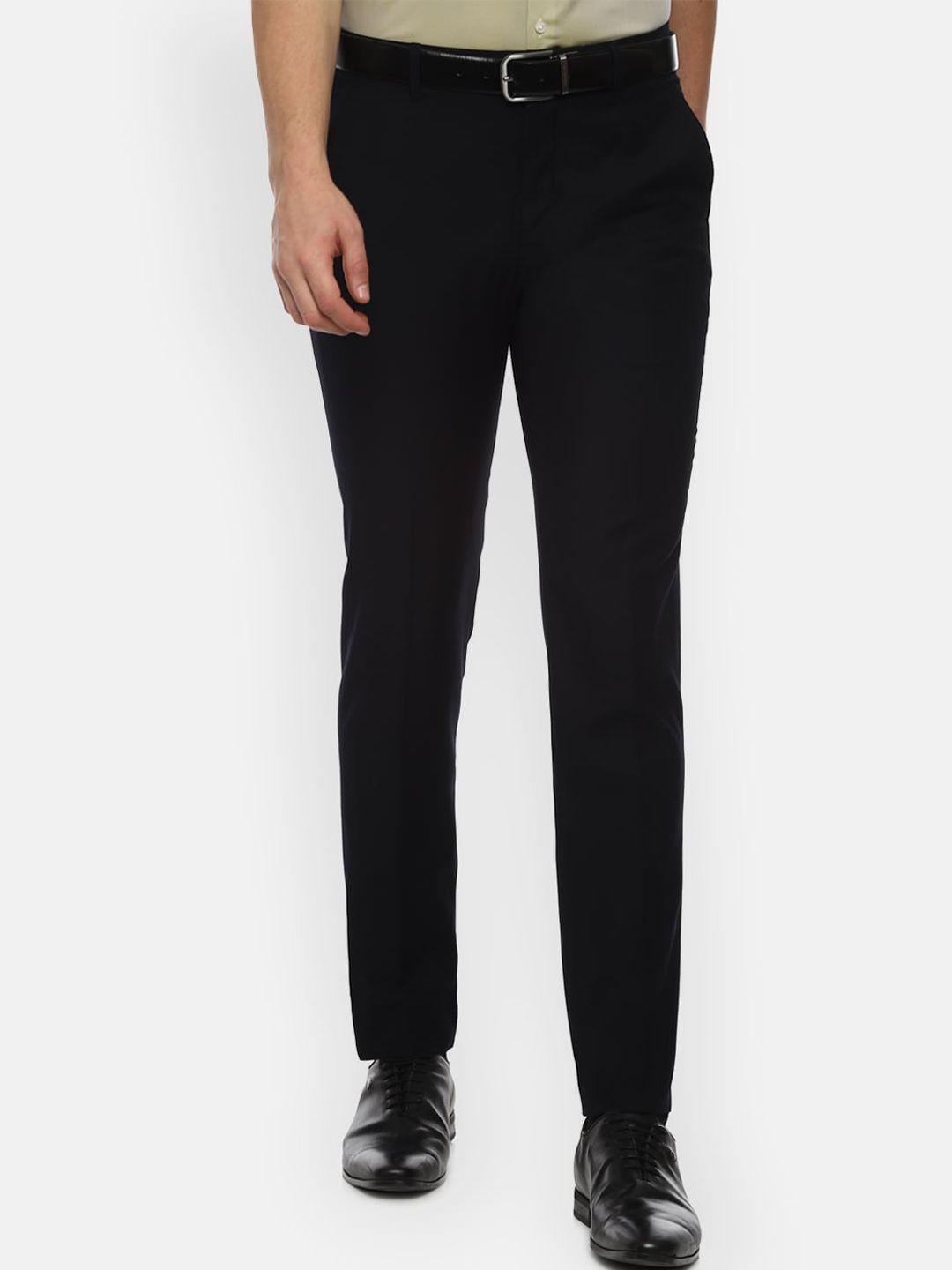 louis philippe men black slim fit formal trousers