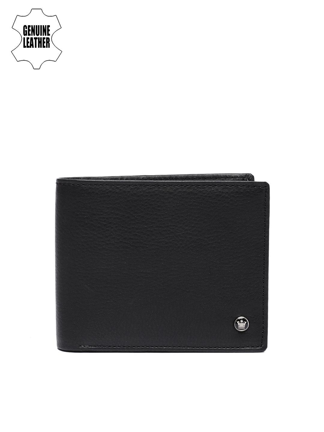 louis philippe men black solid genuine leather two fold wallet