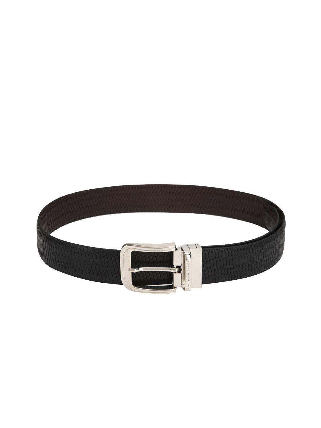 louis philippe men black textured reversible leather belt