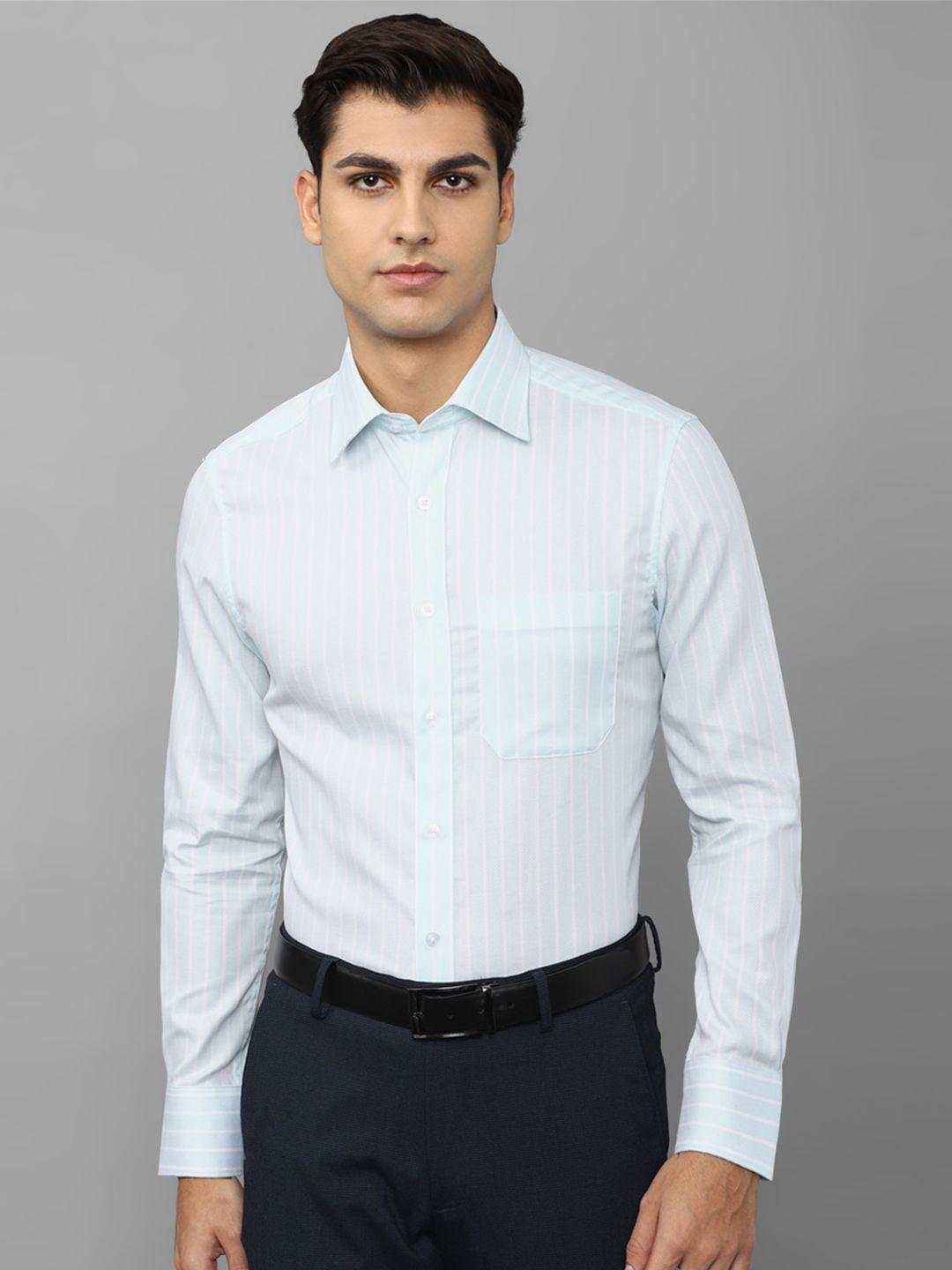 louis philippe men blue cotton slim fit striped formal shirt