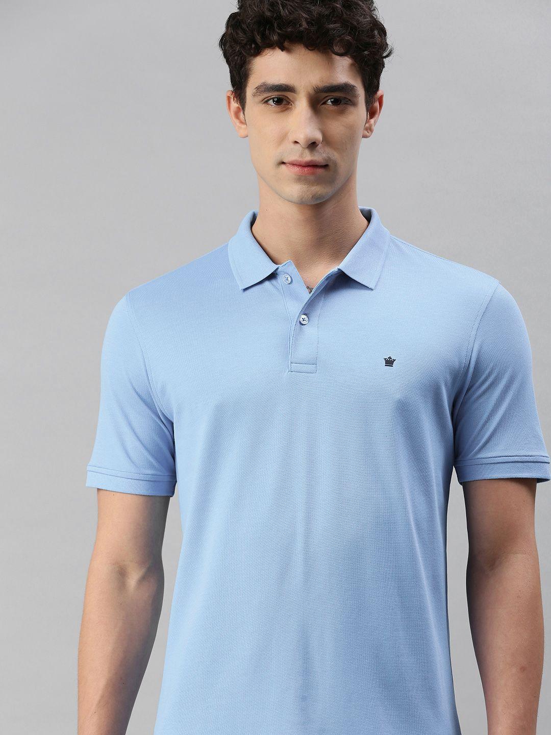 louis philippe men blue polo collar t-shirt