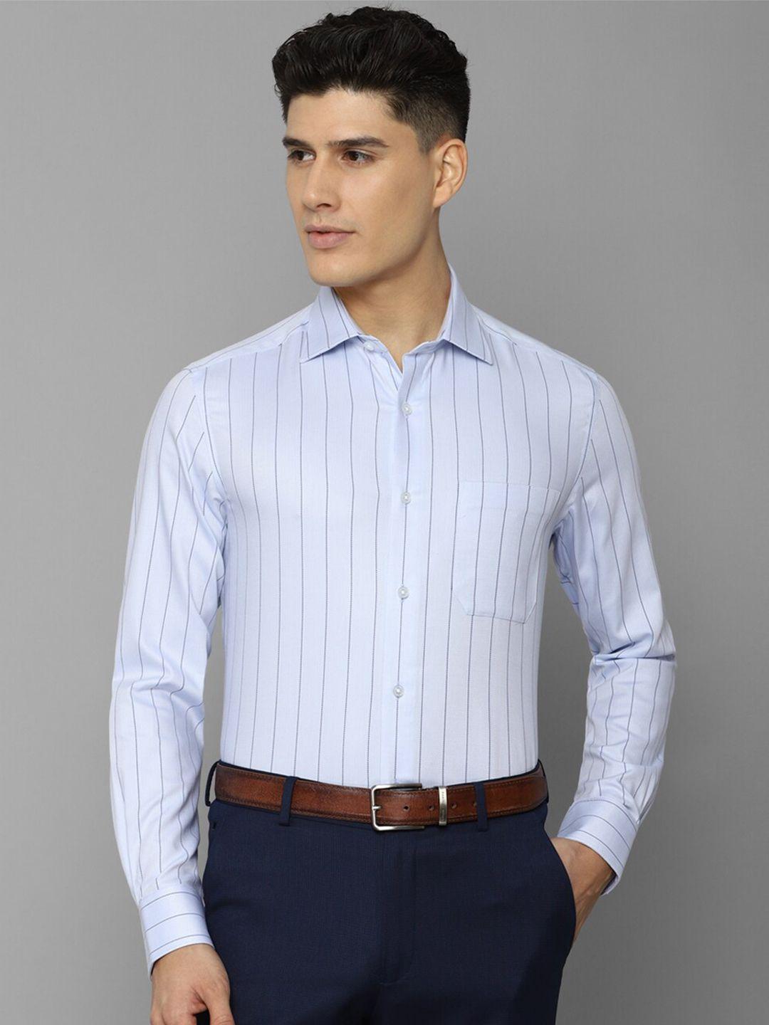 louis philippe men blue slim fit striped pure cotton formal shirt