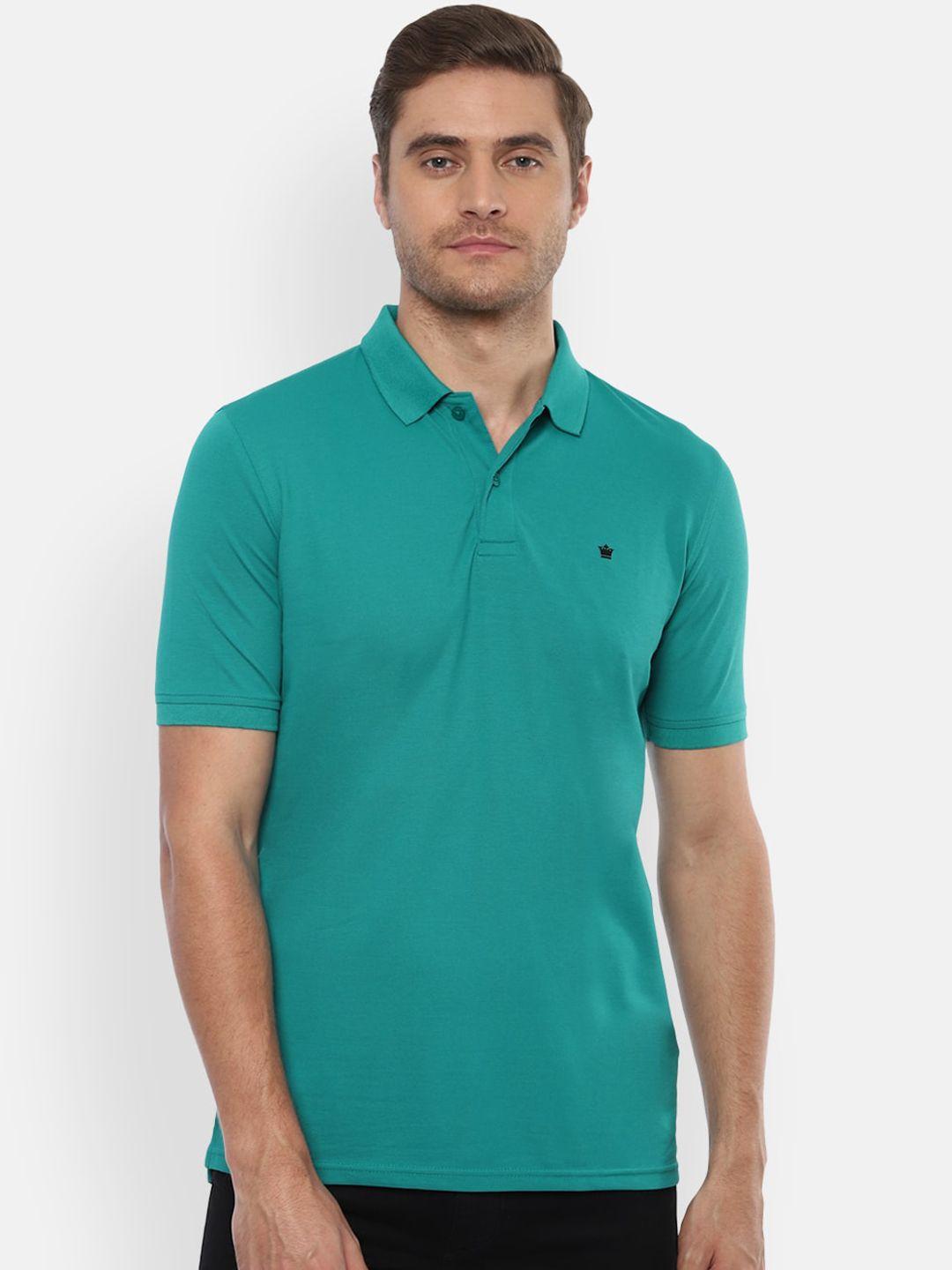 louis philippe men blue solid polo collar t-shirt
