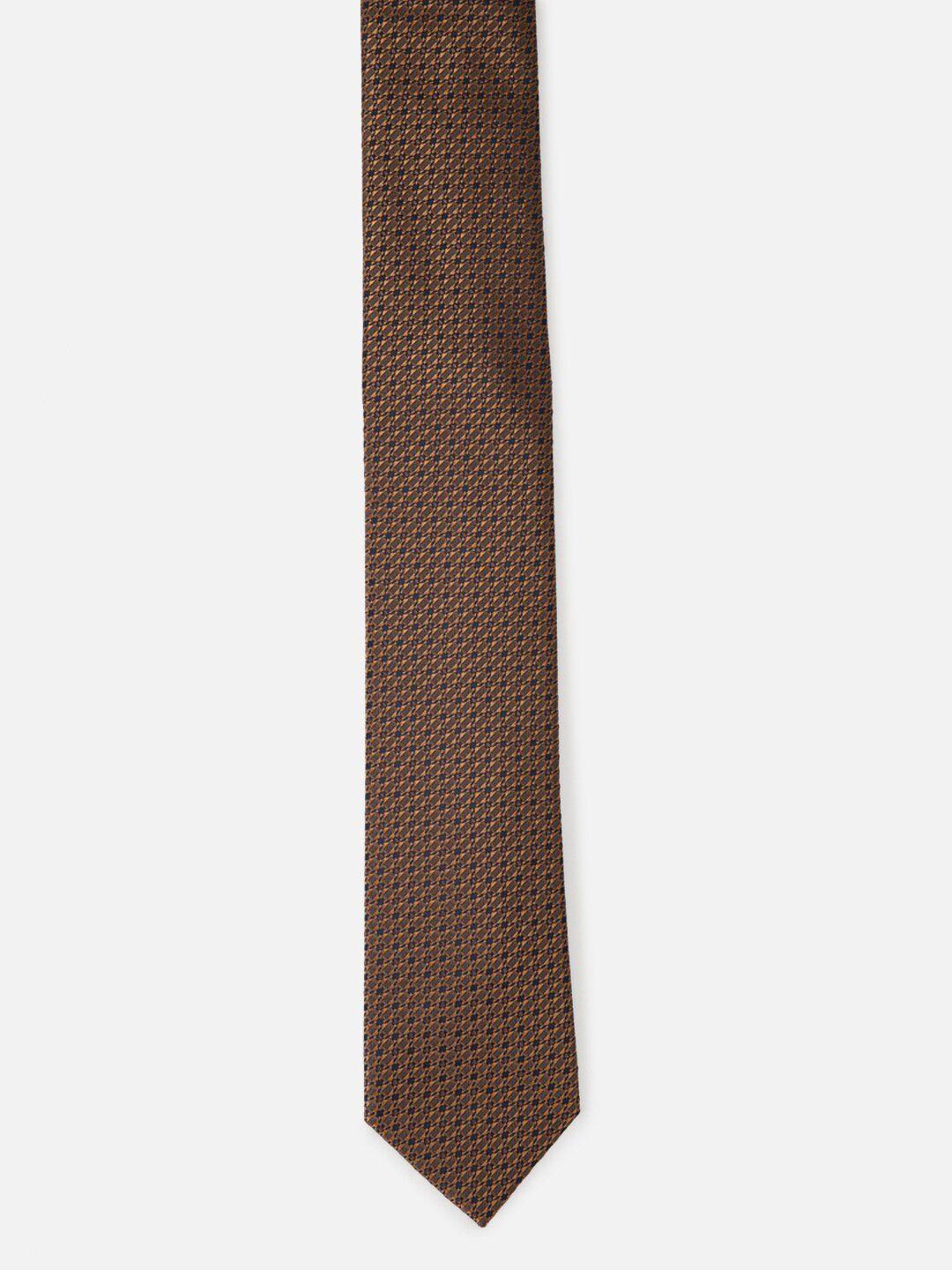 louis philippe men brown & blue woven design broad tie