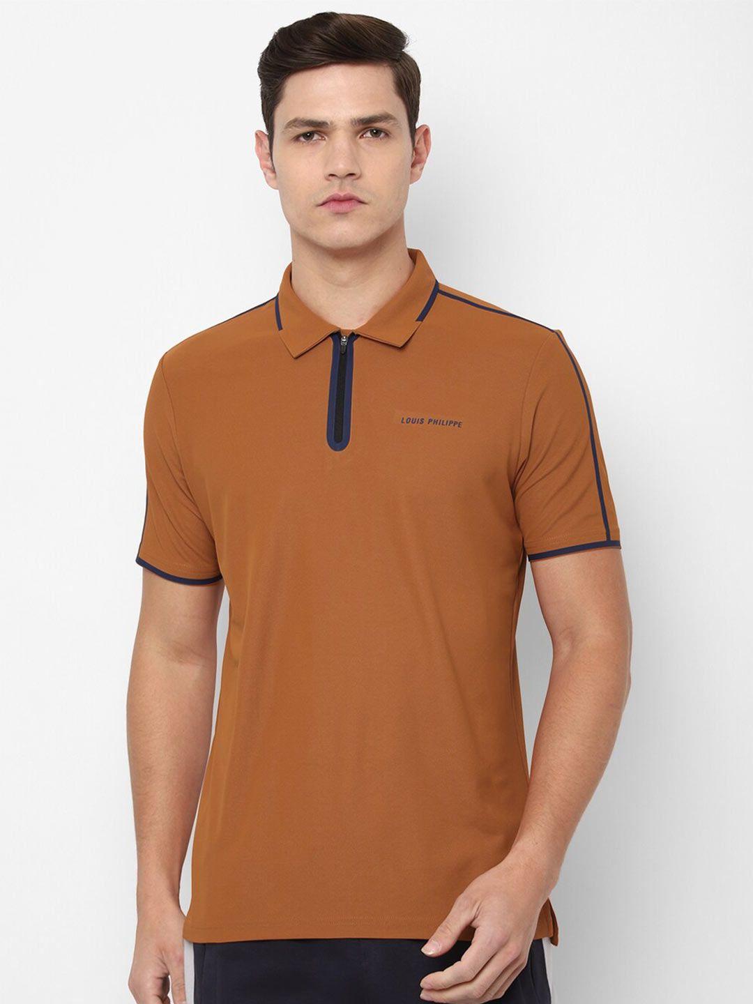 louis philippe men brown polo collar t-shirt