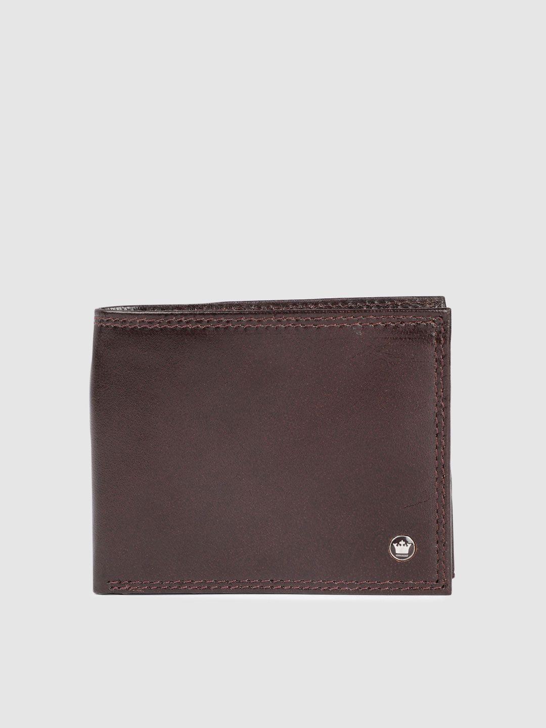 louis philippe men brown solid leather two fold wallet