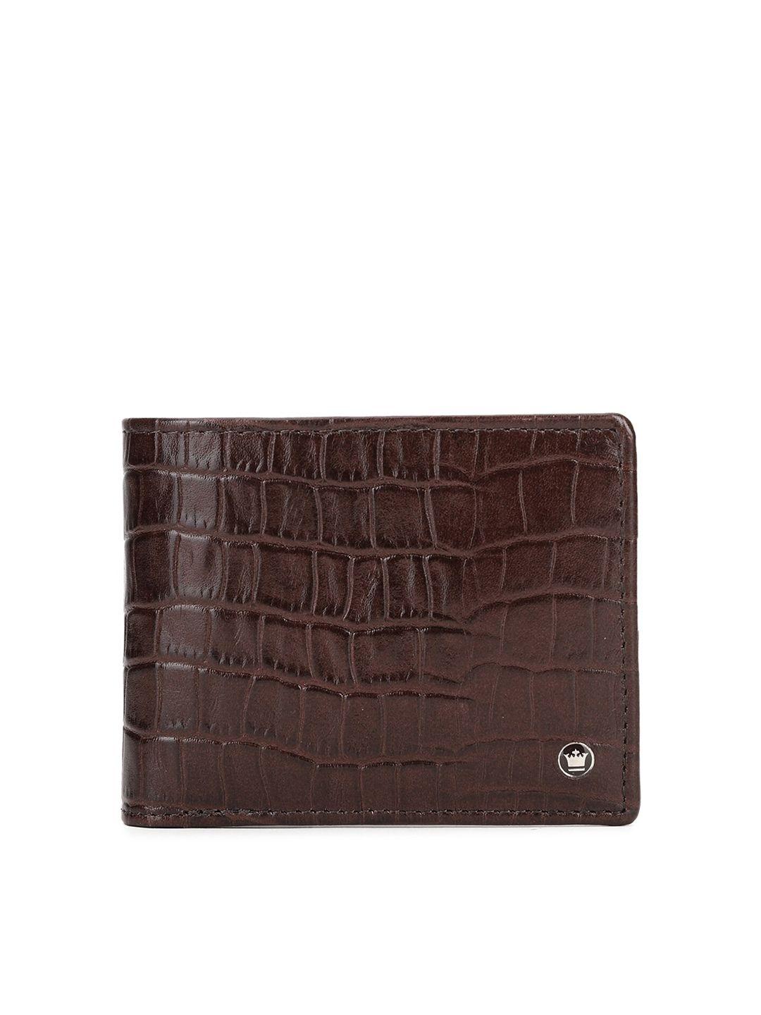 louis philippe men brown textured leather two fold wallet